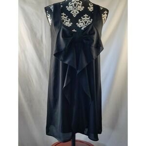 miami Womens Black Sleeveless Bow Front Ruffle Dress Party Cocktail